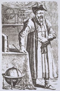 Muotokuva William Postelista (1510-81), hänen De Universitate, Leyden, 1643, kuvitettu Historia of Magic, julkaistu 1800-luvun lopulla. tekijältä Dutch School