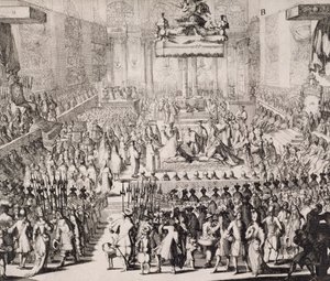 William of Orange (1650-1702) ja Maryn (1662-94) kruunajaiset Westminster Abbeyssa, 21. huhtikuuta 1689 tekijältä Dutch School