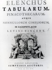 Nimisivu Levine Vincentin taulukkoluettelolle, julkaistu 1719