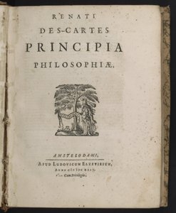 Rene Descartesin Filosofian periaatteet -kirjan nimisivu tekijältä Dutch School