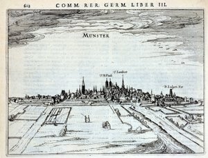Näkymä Munsterin kaupunkiin Rerum Germanicarumilta, P. Bertin, Amsterdam 1616 tekijältä Dutch School
