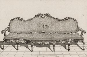 Canapé, 1700-luvun toinen puoli (kaiverrus paperille) tekijältä Duval. A. (after)