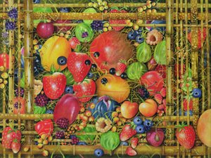 Fruit in Bamboo Box, 1999 (akryyli kankaalle) tekijältä E.B. Watts