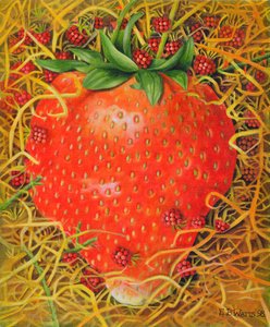 Strawberry in Straw, 1998 (akryyli kankaalle) tekijältä E.B. Watts
