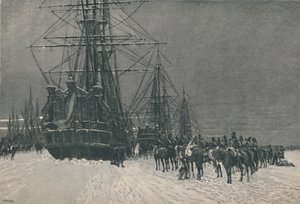 "Ranskan tasavallan husaarien hollantilaisen laivaston vangitseminen, tammikuu 1795", 1896 tekijältä E.G.H. Del