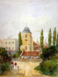 St Pancras Old Church i Adam and Eve Tavern, Londres, 1830. finlandès tekijältä EH Dixon