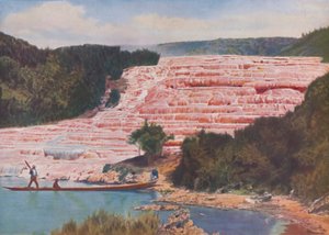 Uuden-Seelannin vaaleanpunaisten terassien punertunut kauneus ennen niiden lopullista tuhoa, vuodelta 1935