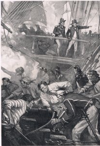 Kuinka he taistelivat vanhoina aikoina, esimerkki julkaisusta "British Battles on Land and Sea", julkaisija Cassell, Lontoo, n. 1910