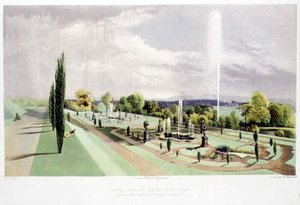 Lower Terrace Garden, Worsley Hall, pubi. kirjoittanut Thomas McLean (litho) tekijältä E. Adveno Brooke