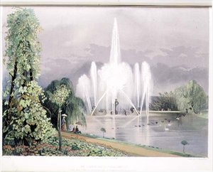 River Horse Fountain, Enville, pubi. kirjoittanut Thomas McLean (litho) tekijältä E. Adveno Brooke
