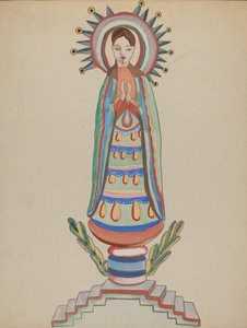 New Mexico, Bulto, monivärinen puinen figuuri, 19351942. tekijältä E. Boyd