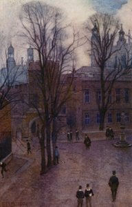 Eton: Yläkoulu ja pitkä kävelymatka Common Lane Housesta (väri litho)