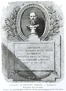 Salvino Armatin hauta (k. 1317), kaiverrettu F. Simon, etukappale teoksesta "Hygiene de la Vue", Arthur Chevalier (1830-72) 1861 tekijältä E. David