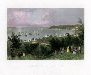 The Narrows nähtynä Staten Islandilta, New Yorkista, USA:sta, 1837.