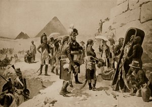 Napoleon Egyptissä, kuvitus "Hutchinsonin kansojen historiasta", n. 1915 tekijältä E. Fiorillo