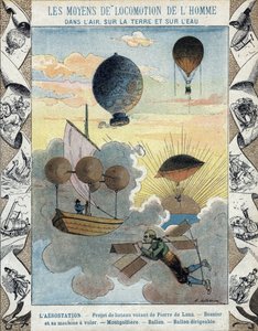 Aerostation - Pierre de Lanan lentävä veneprojekti - Besnierin lentävä lentokone (1678) - Ilmapallo - Ilmapallo - Ilmalaivailmapallo - kuva E Letellieristä - Suojaa historiallinen muistikirja, 1800-luvun loppu