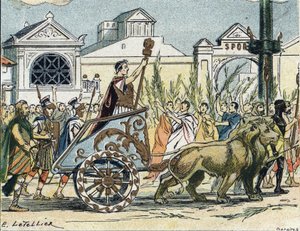 Jules Cesarin (Giulio Cesare tai Caius Julius Caesar) poliitikon ja roomalaisen kirjailijan voittokortee
