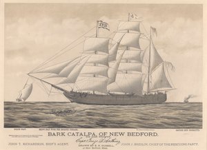 New Bedfordin Bark Catalpa, poliisivene, laivavene ja brittiläinen alus Georgette. tekijältä E. N. Russell