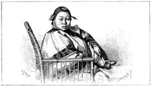 Nainen sidottuilla jaloilla, Kiina, 1800-luku tekijältä Etienne Antoine Eugene Ronjat