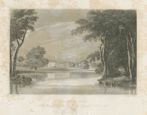 Rolleston Hall: viivakaiverrus, nd [c 1840] tekijältä E Stalker