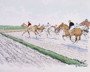 Hevoskilpailut - piirustus Thelem