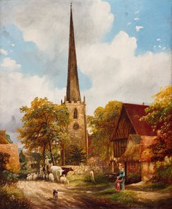 Yardleyn kirkko ja koulu, 1900. tekijältä E Watts