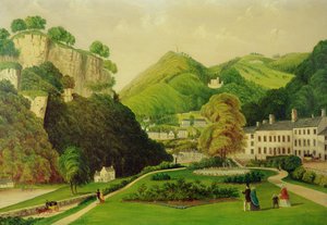 Matlock Bath Bath-hotellin pihalta, 1895 tekijältä E. Wray