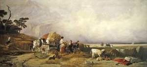 Sadonkorjuu ylämailla (akvarelli paperille) tekijältä E. and Callcott A. W. Landseer