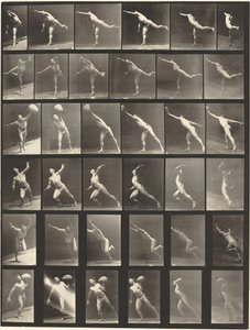 Kilven numero 523. V: Isku. B, E: Heittolevy. C, F: Nostaa 75-lb. Kivi..., 1887. tekijältä Eadweard Muybridge