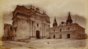 San Franciscon kirkko ja postitoimisto, Guatemala tekijältä Eadweard Muybridge