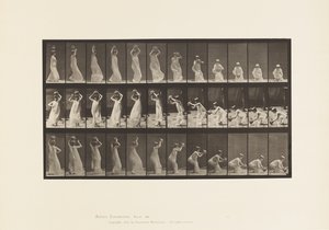 Levy 206. Vesipurkin kantaminen päässä, sen kääntäminen ja asettaminen päälle tekijältä Eadweard Muybridge