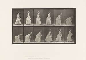 Kilpi 211. Kumartuva ja nostava käsiliina; päivänvarjo vasemmassa kädessä, 1885 tekijältä Eadweard Muybridge