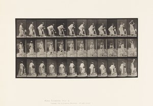 Levy 216. Taivutus vesipurkin täyttämiseksi; Purkin asettaminen päähän tekijältä Eadweard Muybridge