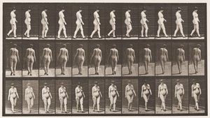 Levy 24. Kävely, korkokengät jalassa tekijältä Eadweard Muybridge