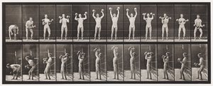 Levy 322. Kahden 50-lb:n käsipainon nostaminen ja laskeminen alas tekijältä Eadweard Muybridge