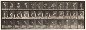 Kilpi 387. Maanviljelijä, käyttää pitkävartista lapiota tekijältä Eadweard Muybridge