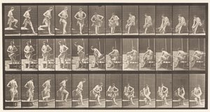 Lauta 410. Poistuminen kylpyammeesta, istuminen, jalkojen pyyhkiminen tekijältä Eadweard Muybridge