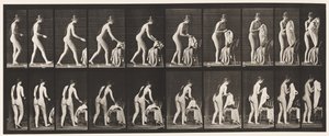Lauta 415. WC, vaatteiden pukemiseen valmistautuminen tekijältä Eadweard Muybridge