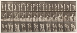 Lauta 447. Kaksi mallia, 9 Vesipurkin ottaminen olkapäältä 10 tekijältä Eadweard Muybridge
