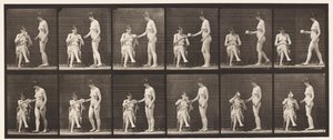 Lautas 450. Kaksi mallia, 8 tuo kuppi teetä, 1 kuppi ja juomia, 1872-1885 tekijältä Eadweard Muybridge