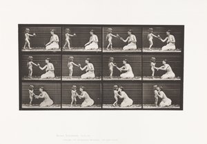 Lauta 465. Kaksi mallia, lapsi 70N, tuo kimppu 12, 1885 tekijältä Eadweard Muybridge