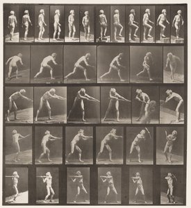 Levy 521. A, Kävely; B, nouseva askel; C, heittolevy tekijältä Eadweard Muybridge