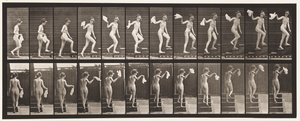 Levy 96. Nousevat portaat ympärilleen katsomassa; Heiluttava nenäliina tekijältä Eadweard Muybridge