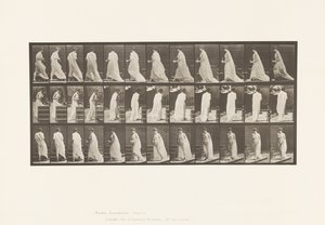 Levy 97. Kääntyminen portaita ylös, kannu ja pikari käsissä tekijältä Eadweard Muybridge