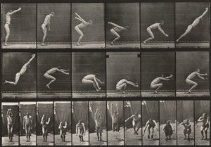 Kuvalaatta numero 163. Hyppääminen, vauhditon pituushyppy tekijältä Eadweard Muybridge