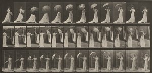 Taulu numero 461. Päivänvarjon avaaminen ja ympäri kääntyminen tekijältä Eadweard Muybridge