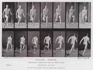 Ihmishahmo liikkeessä: urheilija, juoksu (m/v kuva) tekijältä Eadweard Muybridge