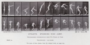 Ihmishahmo liikkeessä: Urheilija, seisova korkeushyppy tekijältä Eadweard Muybridge