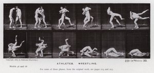 Ihmishahmo liikkeessä: urheilijat, paini (m/v kuva) tekijältä Eadweard Muybridge