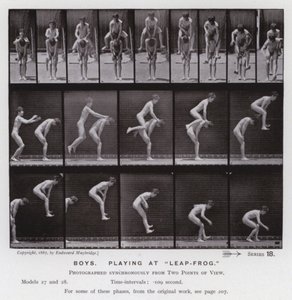 Ihmishahmo liikkeessä: Pojat leikkimässä "Leap-Frogissa" (m/w kuva) tekijältä Eadweard Muybridge